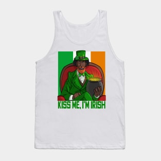 Kiss Me, I'm Irish Black Leprechaun Tank Top